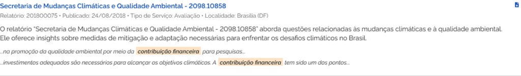 Exemplo do Resultado da Busca